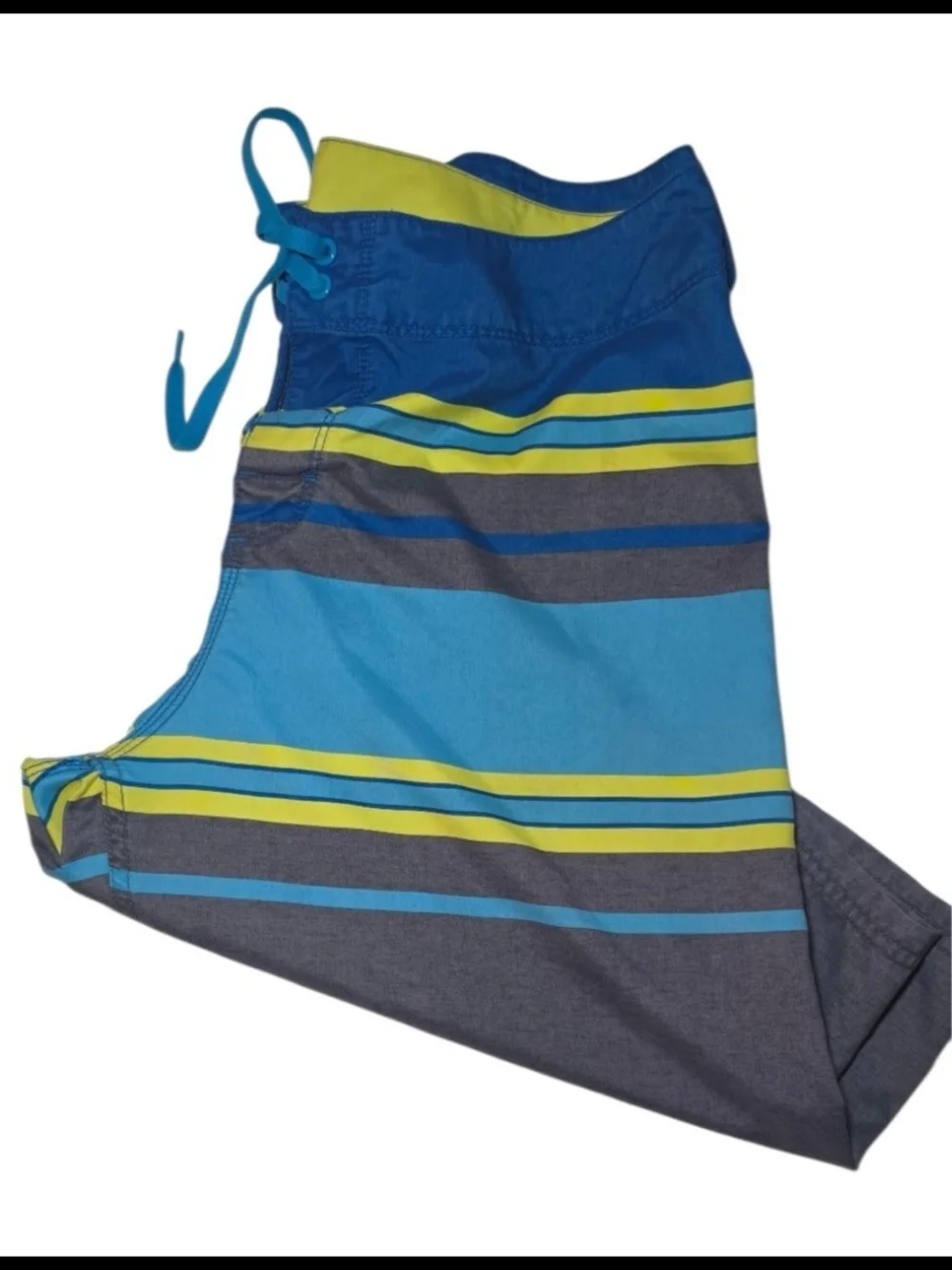 DC Shoes Men’s Blue & Gray Striped Beach Board Shorts Swim Trunks Size 34